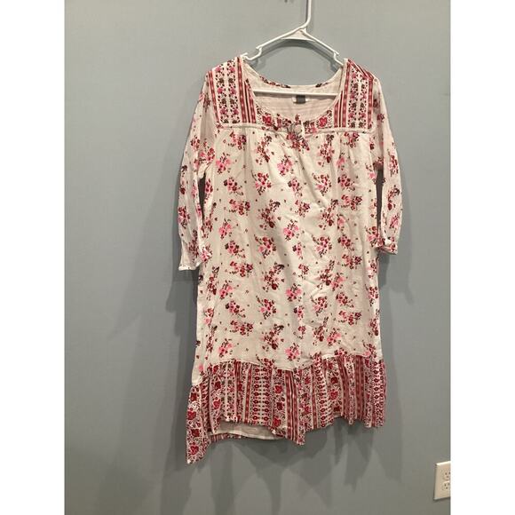 Old Navy Big Girls Peasant Dress Size XXL Plus 16 Boho Pink Floral Gauzy Cotton - Picture 1 of 9